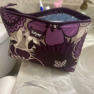 Purple, Gray Floral Cosmetic bag